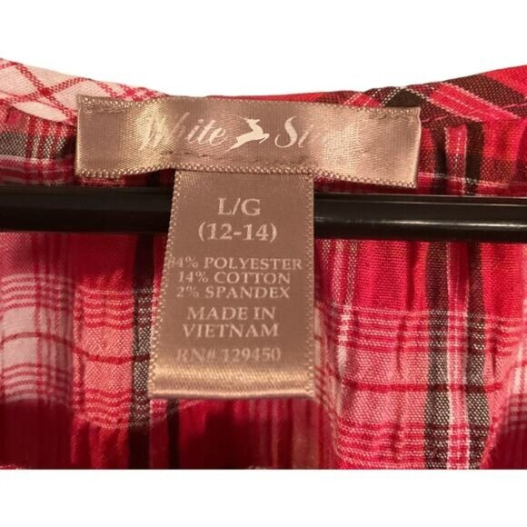 White Stag Red Plaid Button-Up Blouse Size L/G - Picture 4 of 10